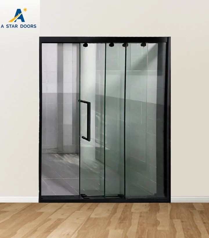 2-Panel Sliding Door with 1 Fixed Panel & 10mm Clear Tempered Glass