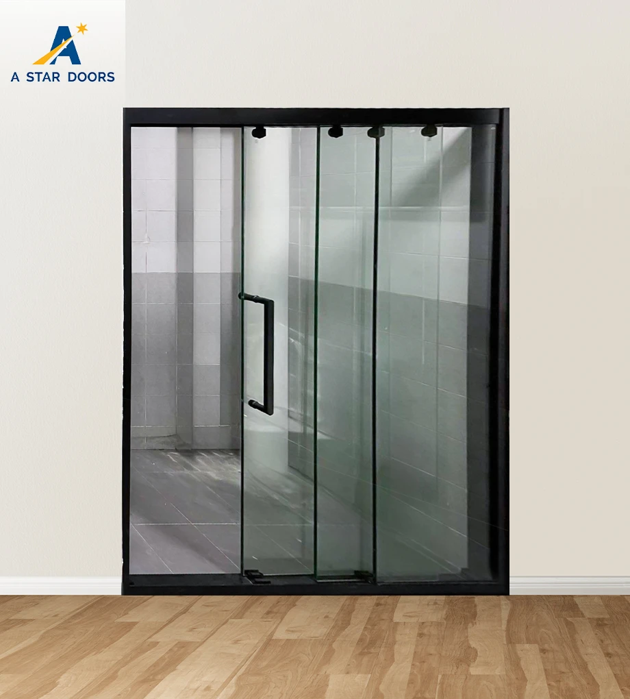 2-Panel Sliding Door with 1 Fixed Panel & 10mm Clear Tempered Glass