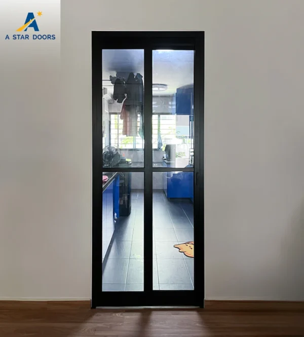 Black Frame Slide & Swing Kitchen Glass Door