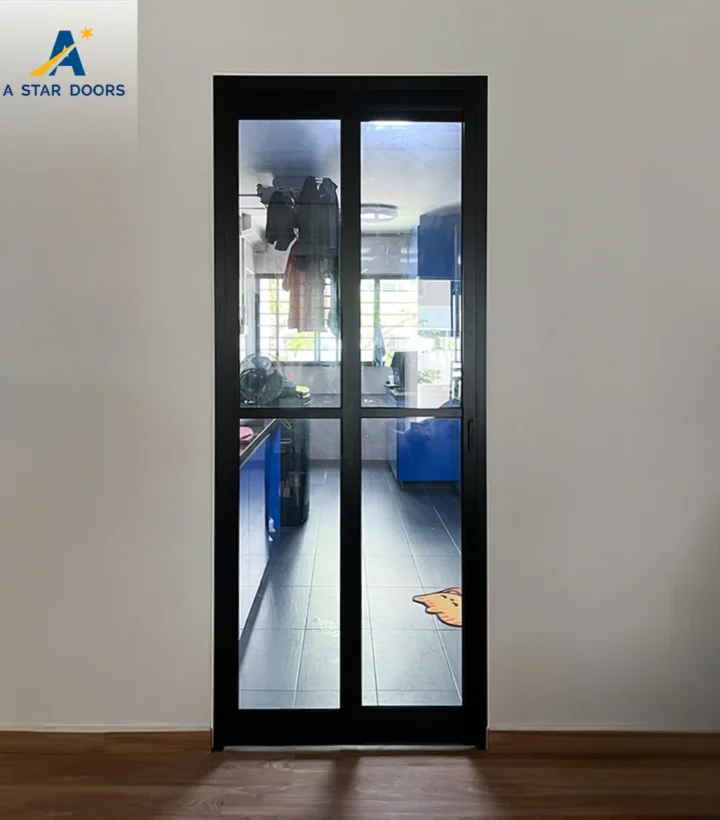 Black Frame Slide & Swing Kitchen Glass Door
