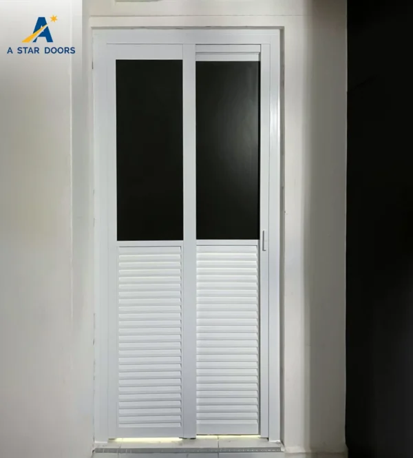 Slide and Swing Half Louver Toilet Door LTD - 04