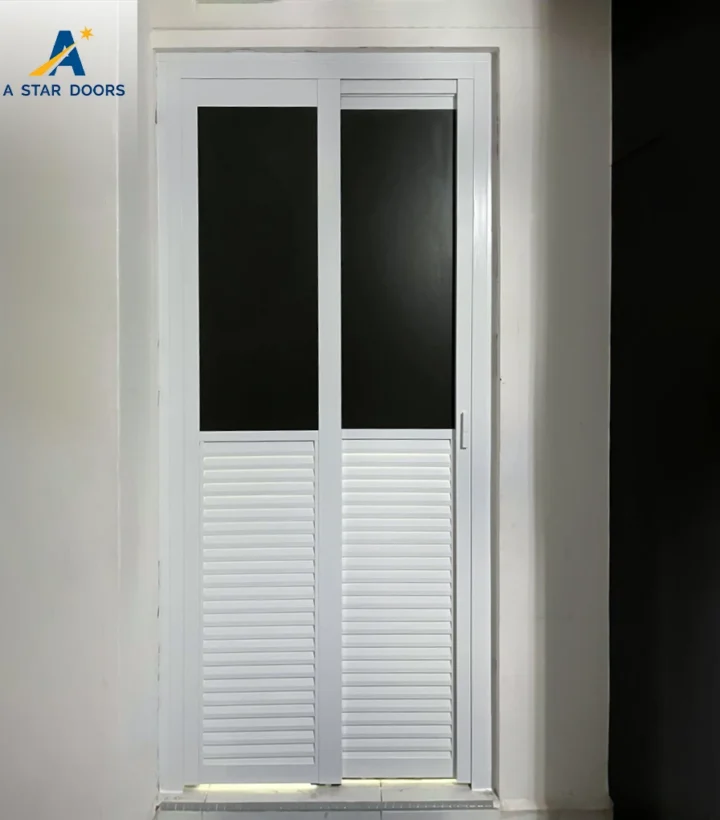 Slide & Swing Half Louver Toilet Door LTD - 04