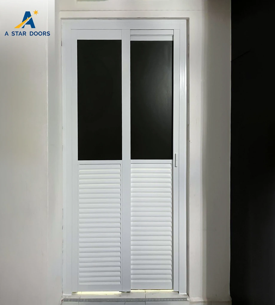 Slide and Swing Half Louver Toilet Door LTD - 04