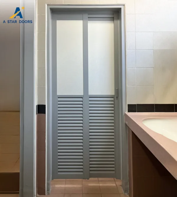 Slide and Swing Half Louver Toilet Door LTD - 05