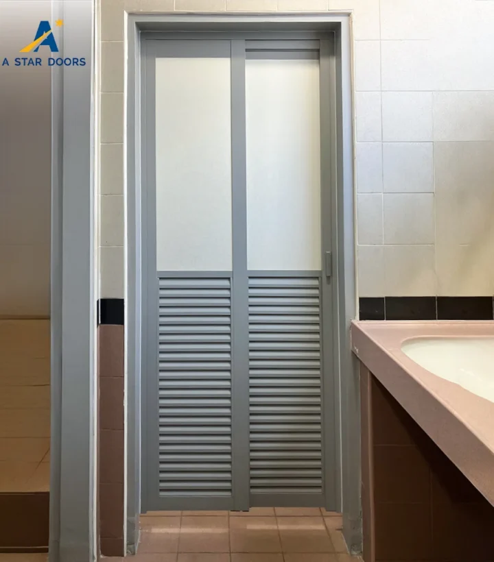 Slide & Swing Half Louver Toilet Door LTD - 05