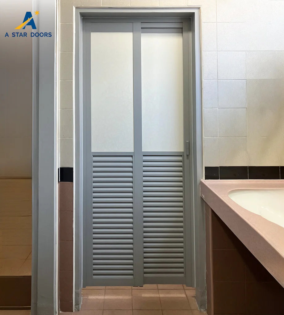Slide and Swing Half Louver Toilet Door LTD - 05