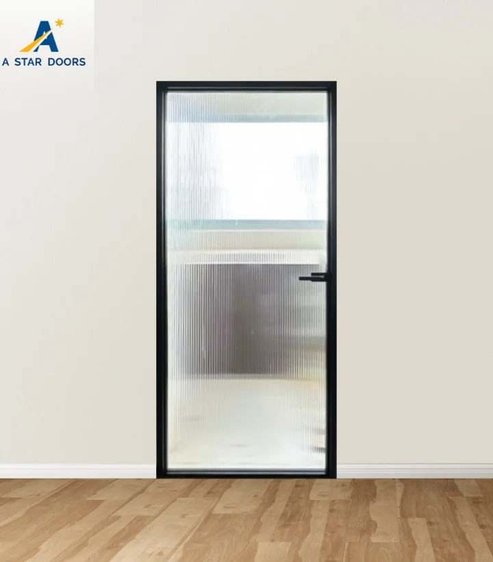 Slim Aluminium Frame Door with Fluted Glass