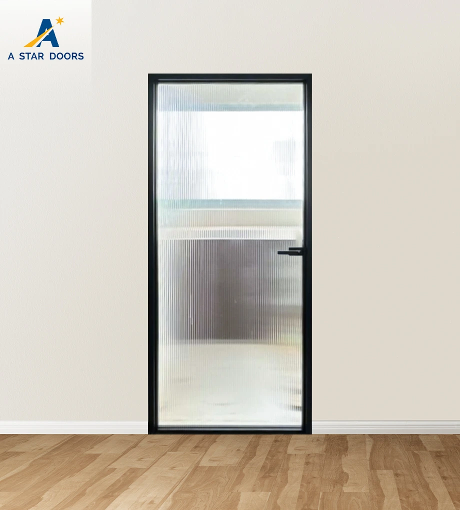 Slim Aluminium Frame Door with Fluted Glass