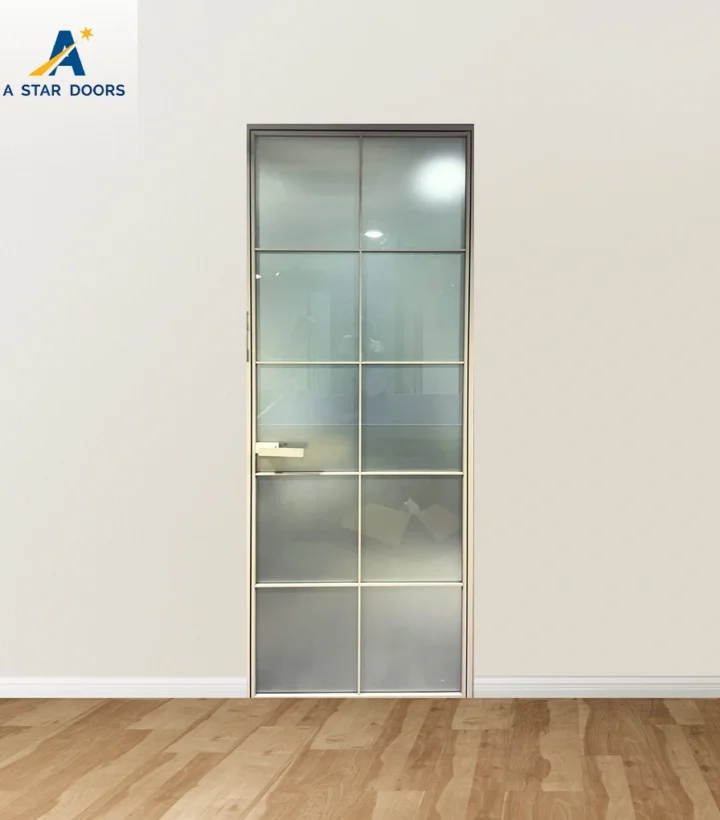 Slim Aluminium Frame Frosted Glass Door