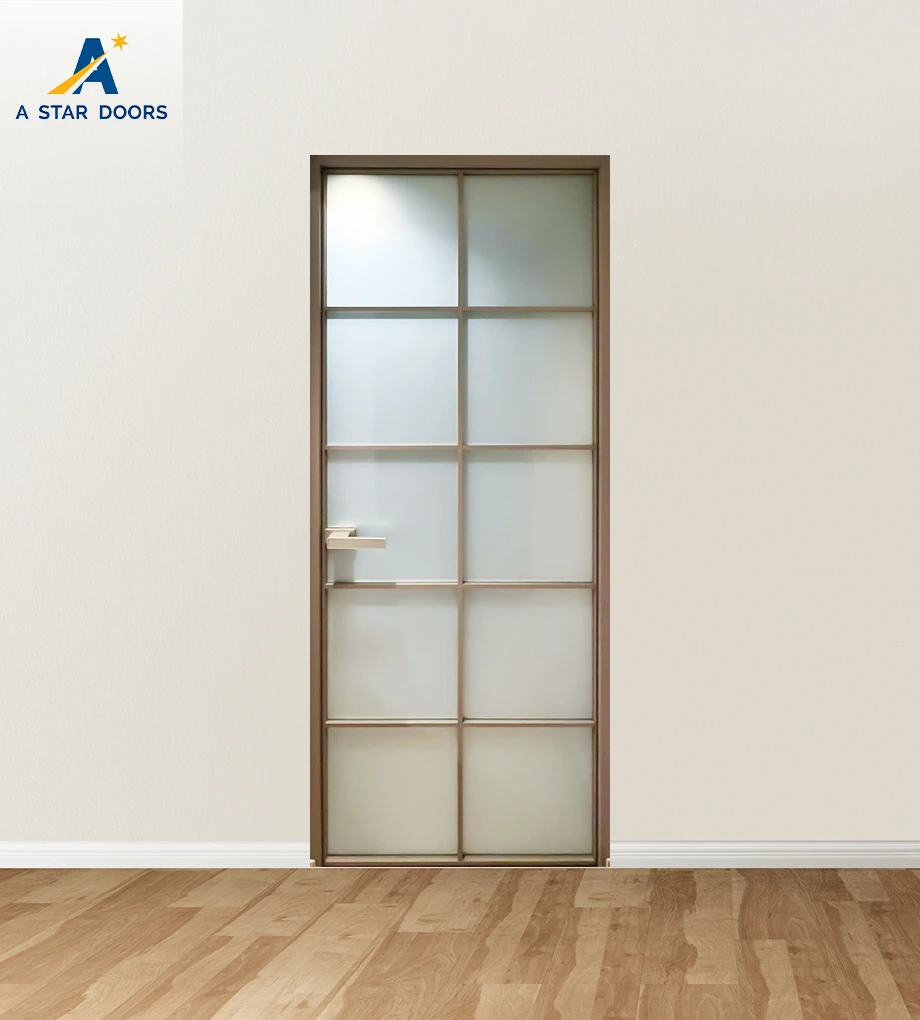Slim Frame Aluminium Door with 5-Hollow Panel Design