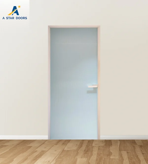 Slim Frame Aluminium Swing Door with Fluted Glass