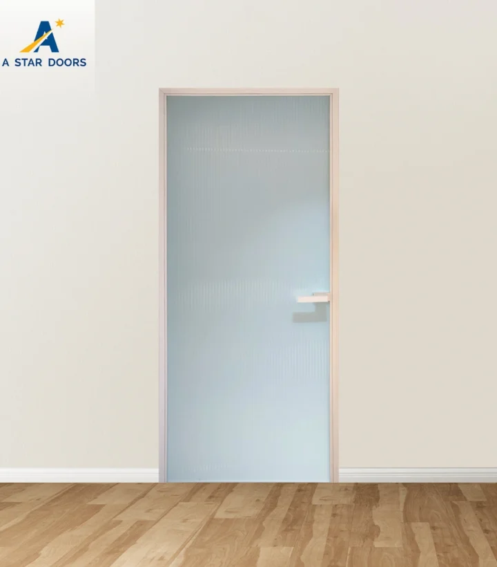 Slim Aluminium Frame Swing Door with Fluted Glass
