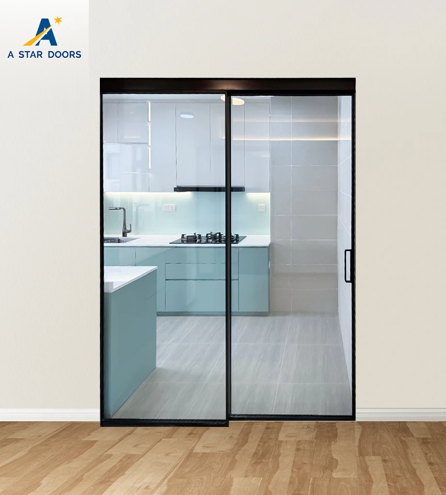 Slim frame aluminium sliding door