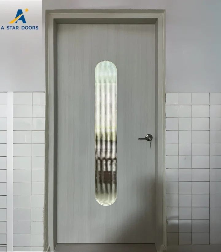 Wooden Kitchen Door with Fluted Glass