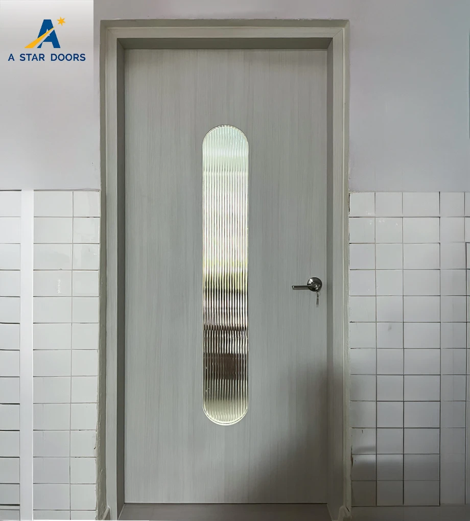 Wooden Kitchen Door with Fluted Glass