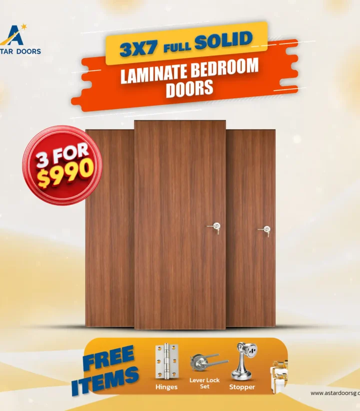 3-Piece Solid Laminate Bedroom Door Promotion