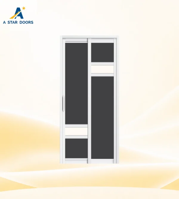 Space-saving slide and swing toilet door