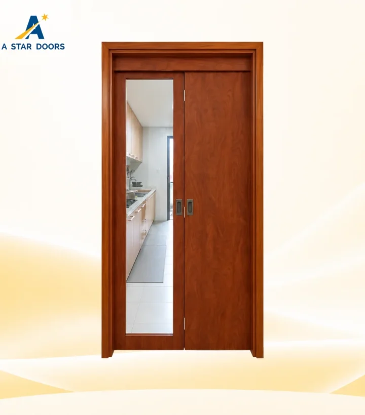 Wooden Bifold Door with Glass Panel- WBD-07